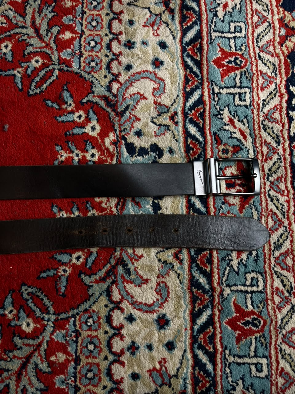 Nike Golf Men's Reversible Leather Belt Gunmetal Swoosh Buckle Black Brown