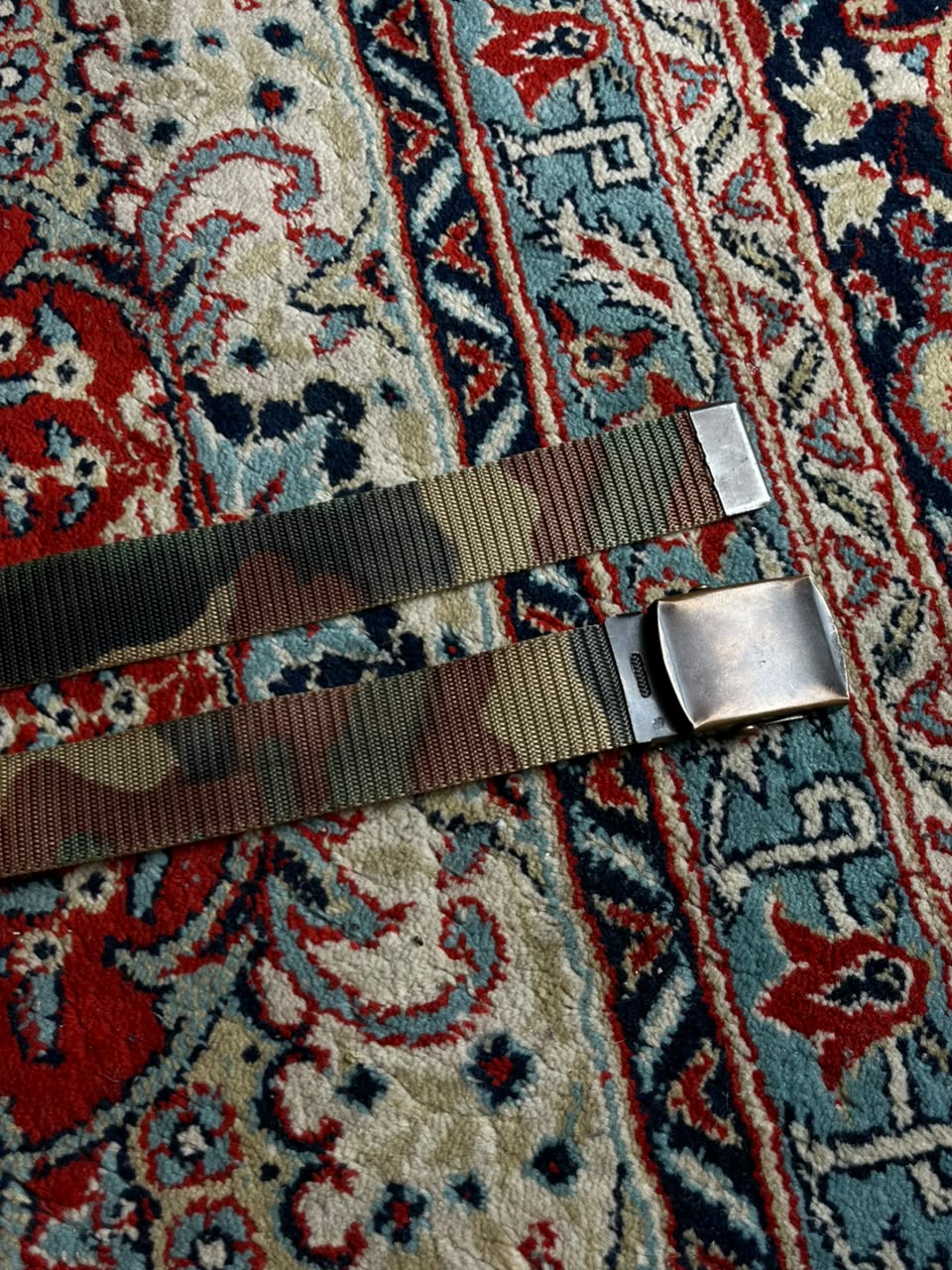 Camo Web Belt Military Style Brass Flip Top Box Buckle Camouflage