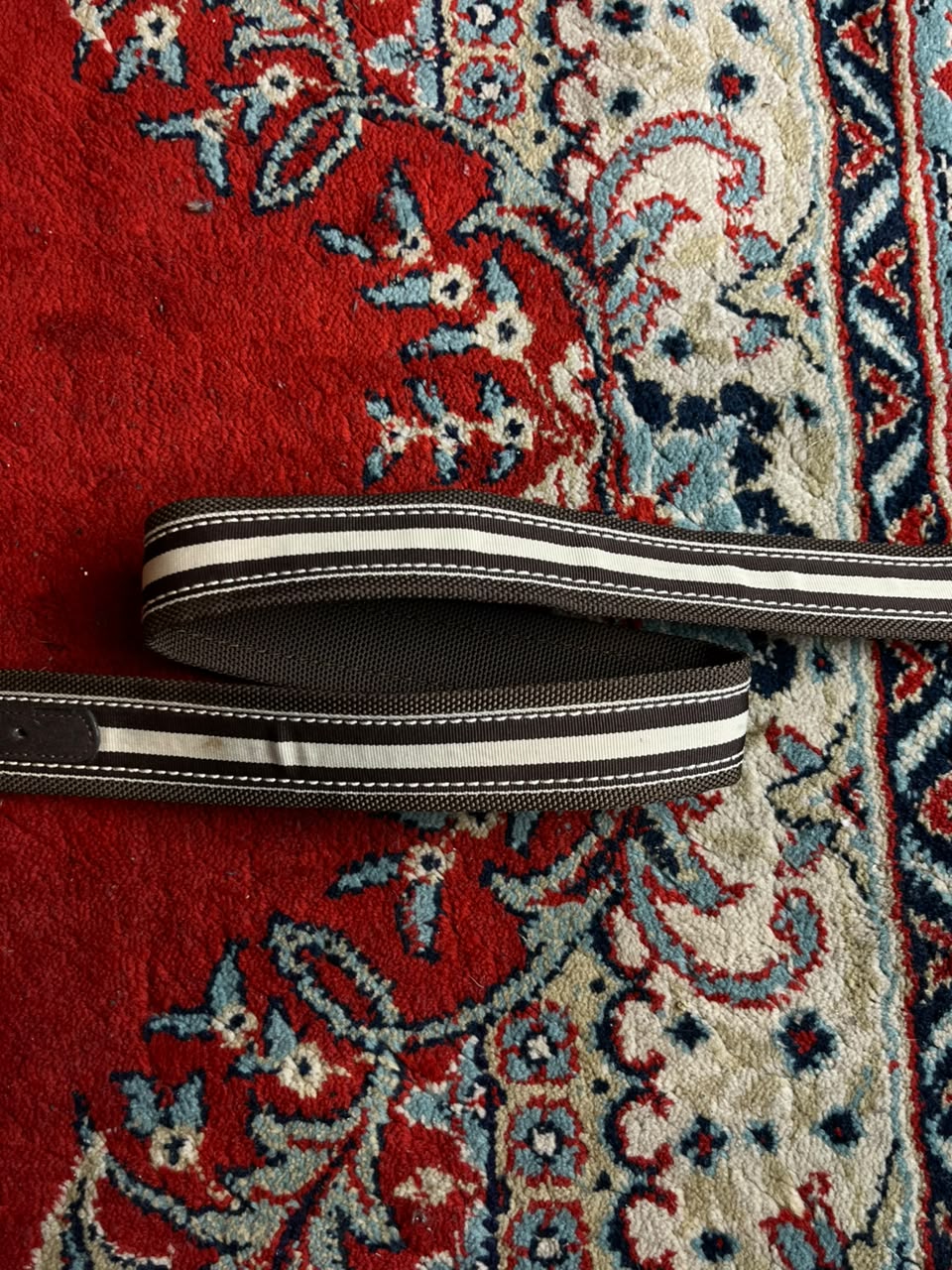 Boggi Milano Brown Striped Webbing Belt Suede Trim Italy Golf Silver Buckle