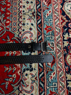 Steve Madden Black Leather Belt Whipstitch Laced Silver Buckle