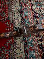 Vintage Tooled Leather Belt Running Horses Mustangs Brown Western