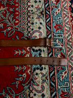 Johnston & Murphy Brown Leather Dress Belt Made in USA Silver Buckle