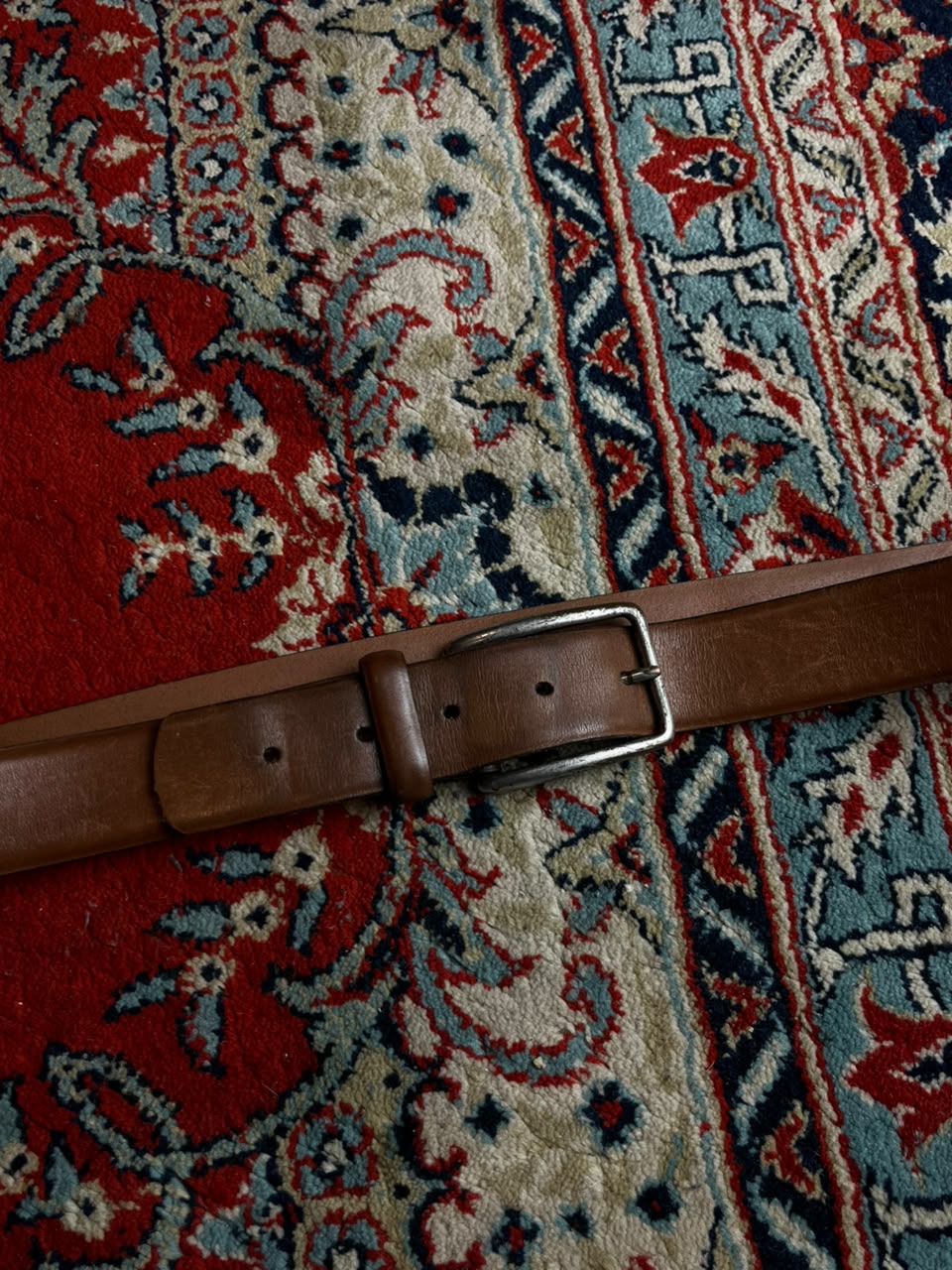 Johnston & Murphy Brown Leather Dress Belt Made in USA Silver Buckle