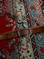 Johnston & Murphy Brown Leather Dress Belt Made in USA Silver Buckle