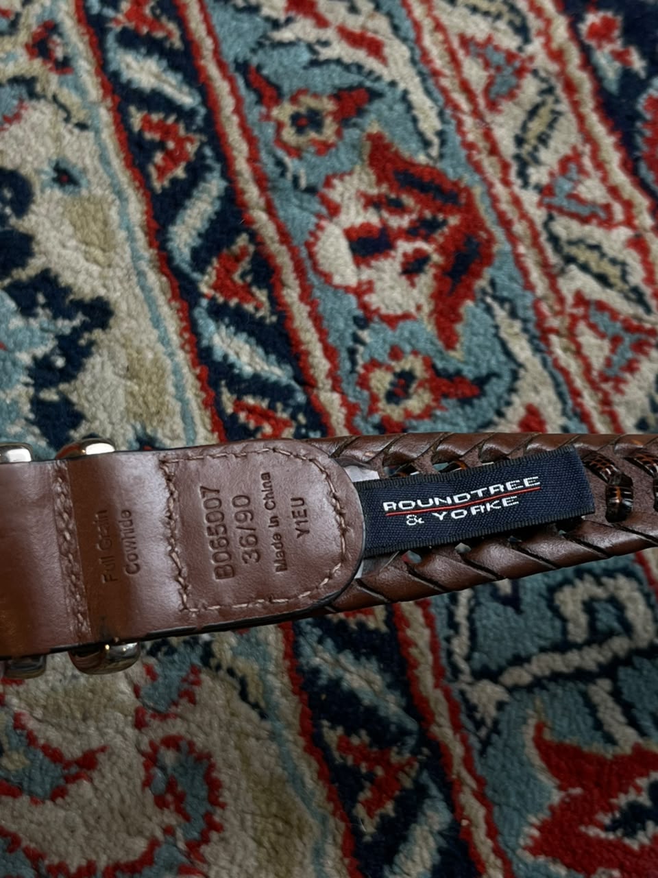 Roundtree & Yorke Woven Leather Dress Belt Brown Two Tone