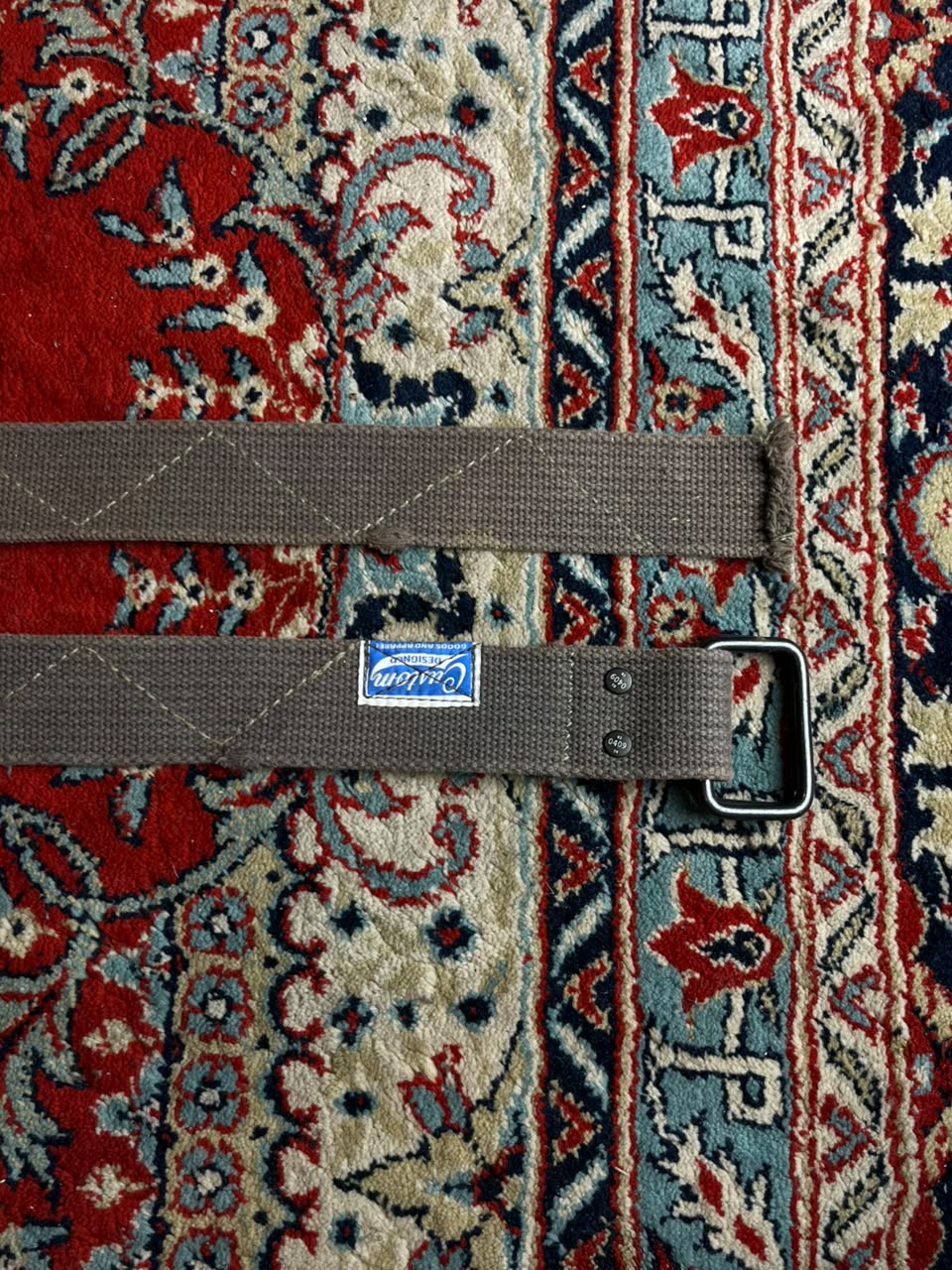 Vintage Military Utility Canvas Web Belt Double D-Ring Buckle Workwear Gra