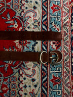 Vintage Dark Brown Suede Chunky Silver Tone Metal Buckle  Belt