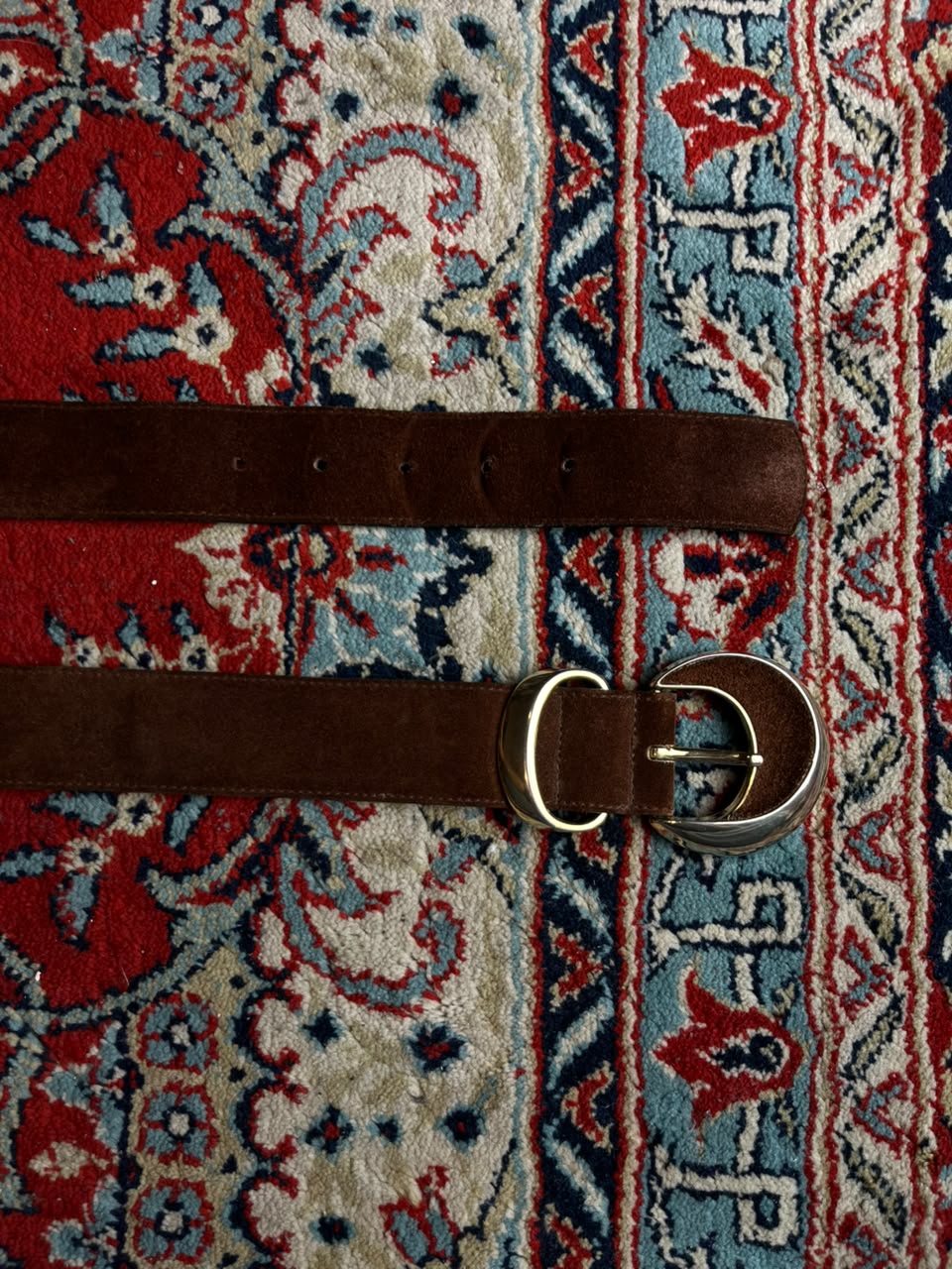 Vintage Dark Brown Suede Chunky Silver Tone Metal Buckle  Belt