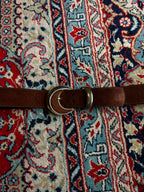 Vintage Dark Brown Suede Chunky Silver Tone Metal Buckle  Belt