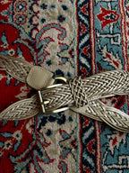 Cream Braided Leather  Brass Hardware O-Ring Bohemian Belt