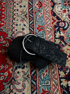 Vintage John Lewis Wide Black Floral Embossed Leather Belt
