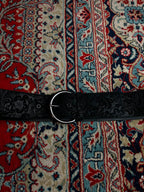 Vintage John Lewis Wide Black Floral Embossed Leather Belt