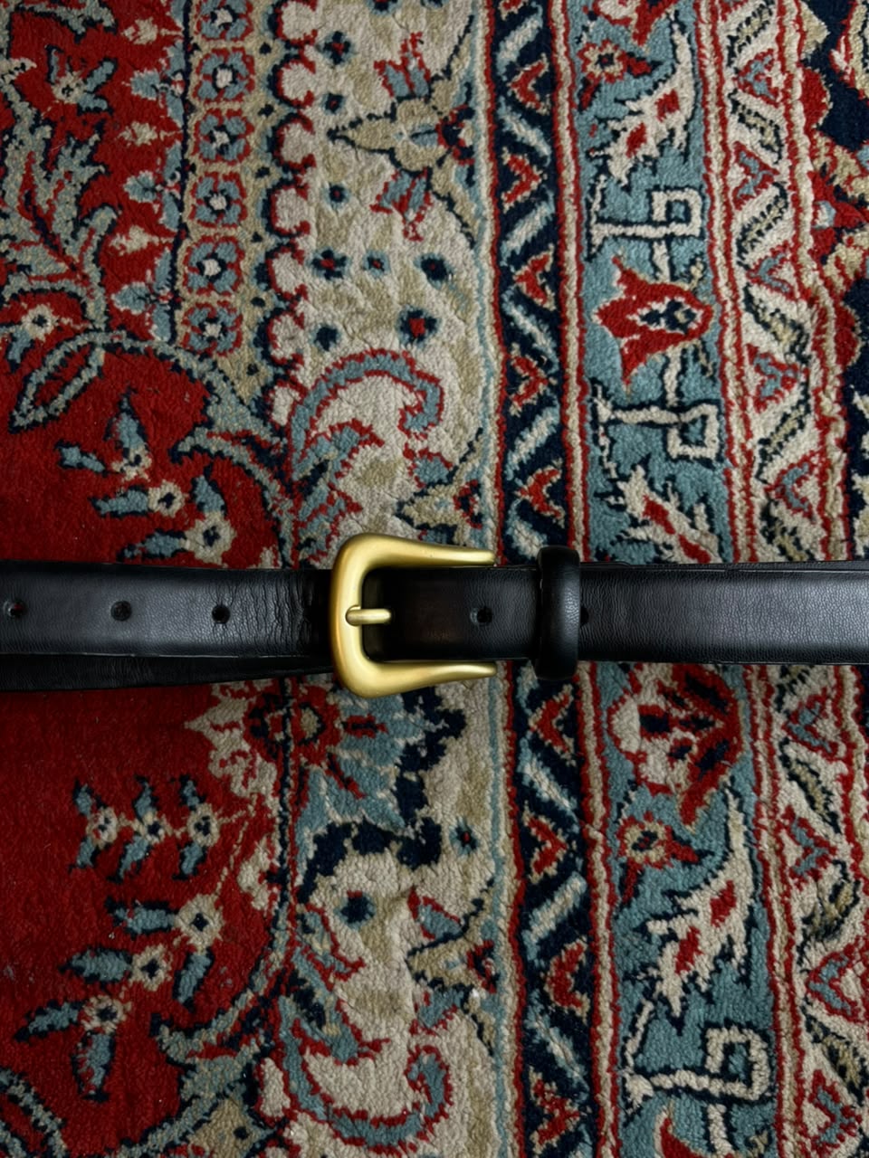 Classic Black Leather Belt Brushed Brass Gold Buckle