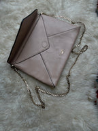 Dune London Blush Beige Envelope Flap Crossbody Bag Shoulder Chain Strap Clutch