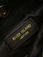 River Island Genuine Suede Bucket Crossbody Shoulder Bag Purse Chain Strap Cinch