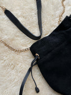 River Island Genuine Suede Bucket Crossbody Shoulder Bag Purse Chain Strap Cinch