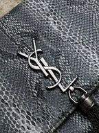 YSL Saint Laurent Kate Small Chain Shoulder Bag Grey Python Print Metal Tassel
