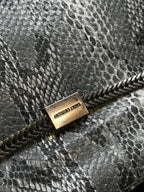 YSL Saint Laurent Kate Small Chain Shoulder Bag Grey Python Print Metal Tassel