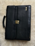 Vintage Joseph Daniel Black Leather Briefcase Attache Portfolio Laptop Bag 80s
