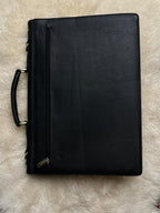 Vintage Joseph Daniel Black Leather Briefcase Attache Portfolio Laptop Bag 80s