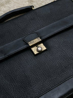 Vintage Joseph Daniel Black Leather Briefcase Attache Portfolio Laptop Bag 80s