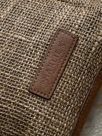 Harlink Woven Straw Burlap Tan Brown Leather Small Crossbody Bag Mini Tote Purse