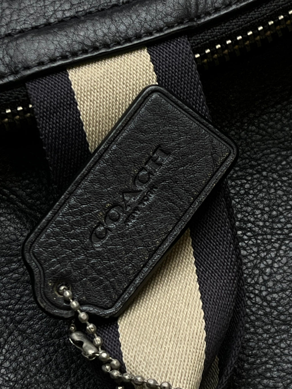 COACH Heritage Web Black Leather tote Bag