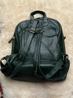 Dark Green Croc Embossed Leather Backpack Purse Emerald Crocodile Hornback Bag