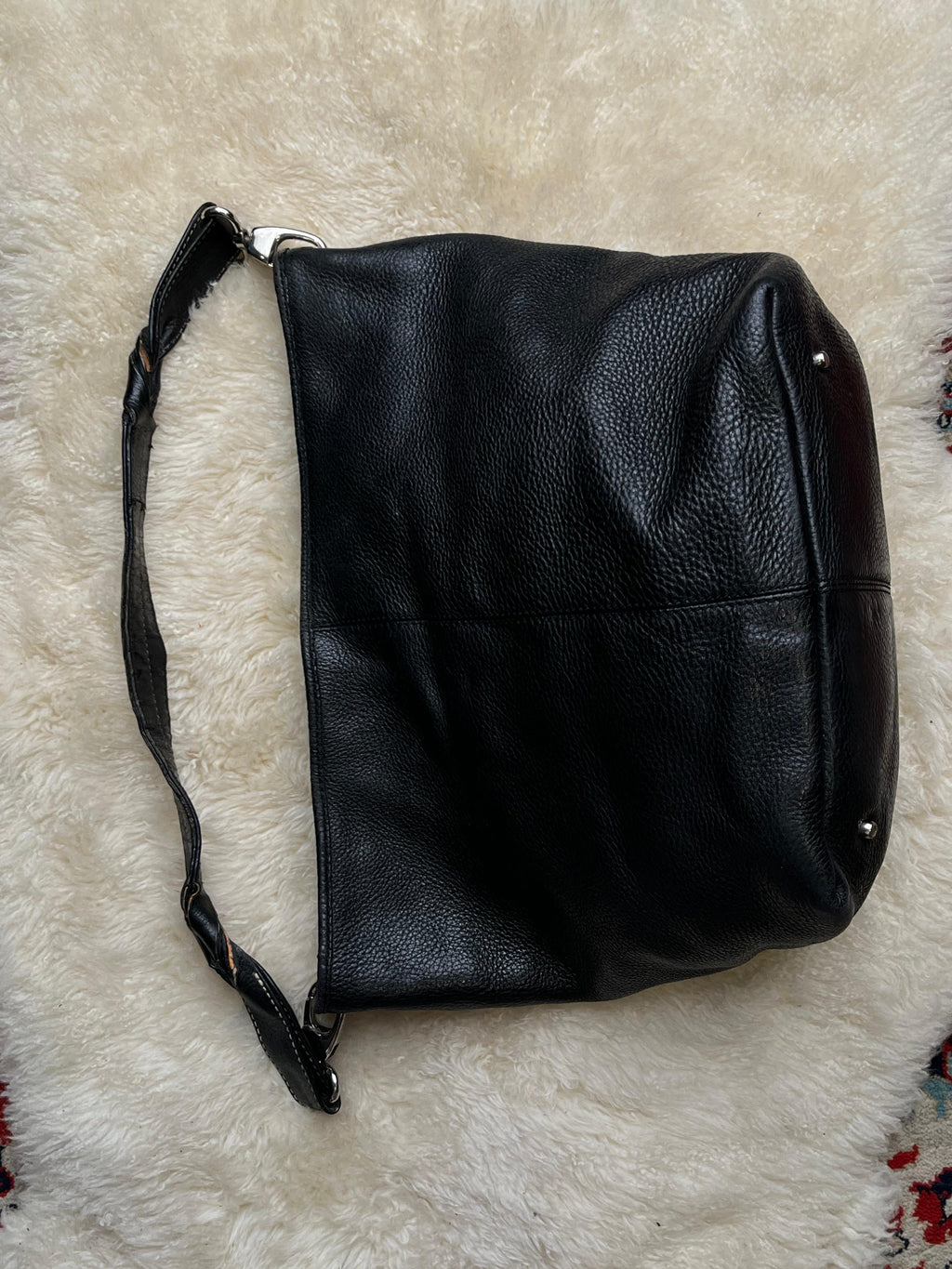 Talbots Black Pebbled Leather Hobo Shoulder Bag