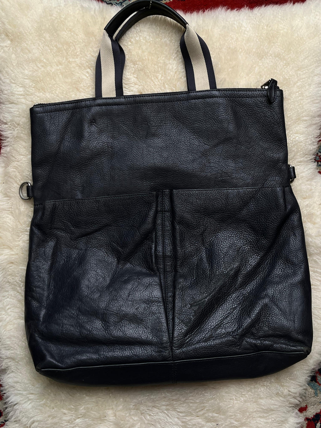 COACH Heritage Web Black Leather tote Bag