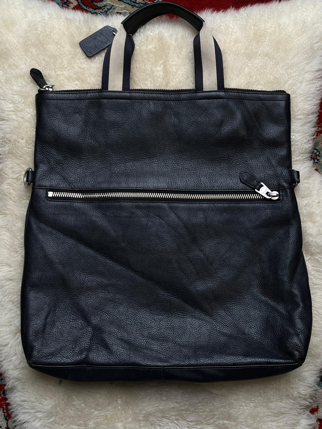 COACH Heritage Web Black Leather tote Bag