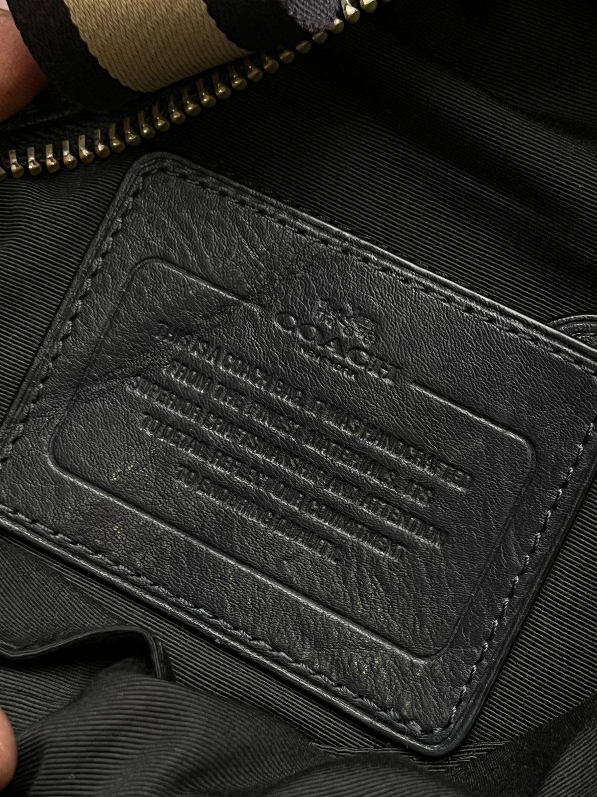 COACH Heritage Web Black Leather tote Bag