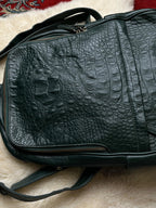 Dark Green Croc Embossed Leather Backpack Purse Emerald Crocodile Hornback Bag
