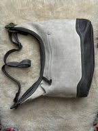 Concept Faux Leather Hobo Shoulder Bag Gray White Vinyl Crossbody Handbag Purse