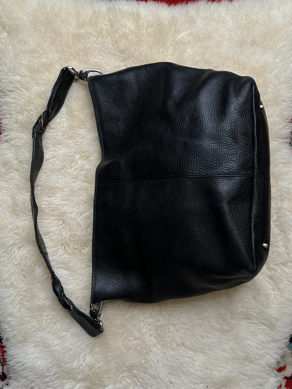 Talbots Black Pebbled Leather Hobo Shoulder Bag