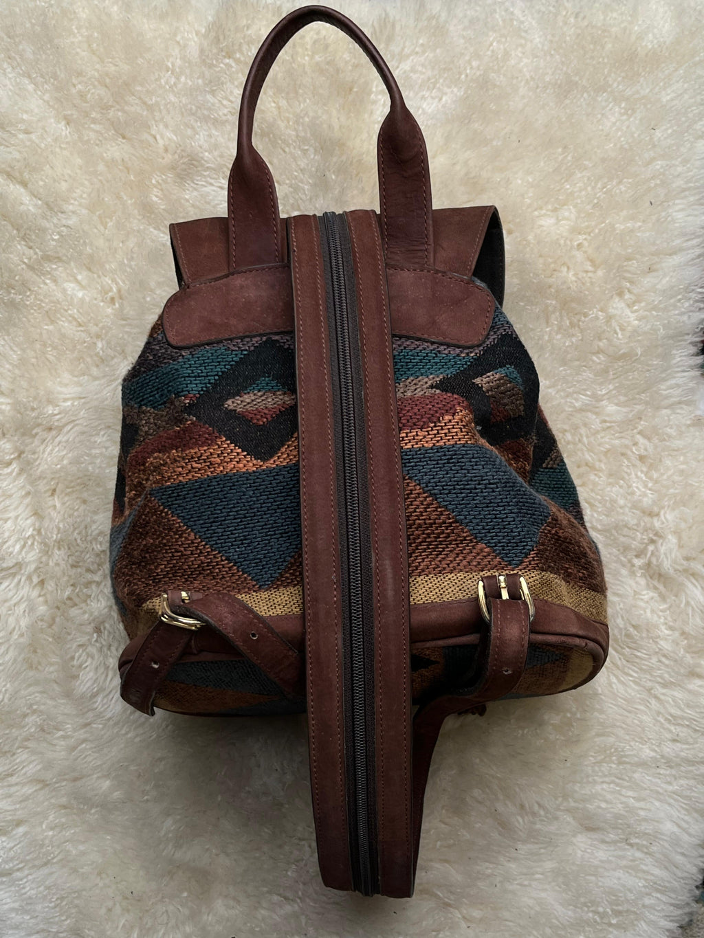 Vintage Danilo's Woven Tapestry Leather Backpack Southwestern