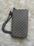 GUCCI Dionysus Tiger Head GG Supreme Coated Canvas Suede Chain Flap Shoulder Bag