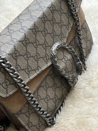 GUCCI Dionysus Tiger Head GG Supreme Coated Canvas Suede Chain Flap Shoulder Bag