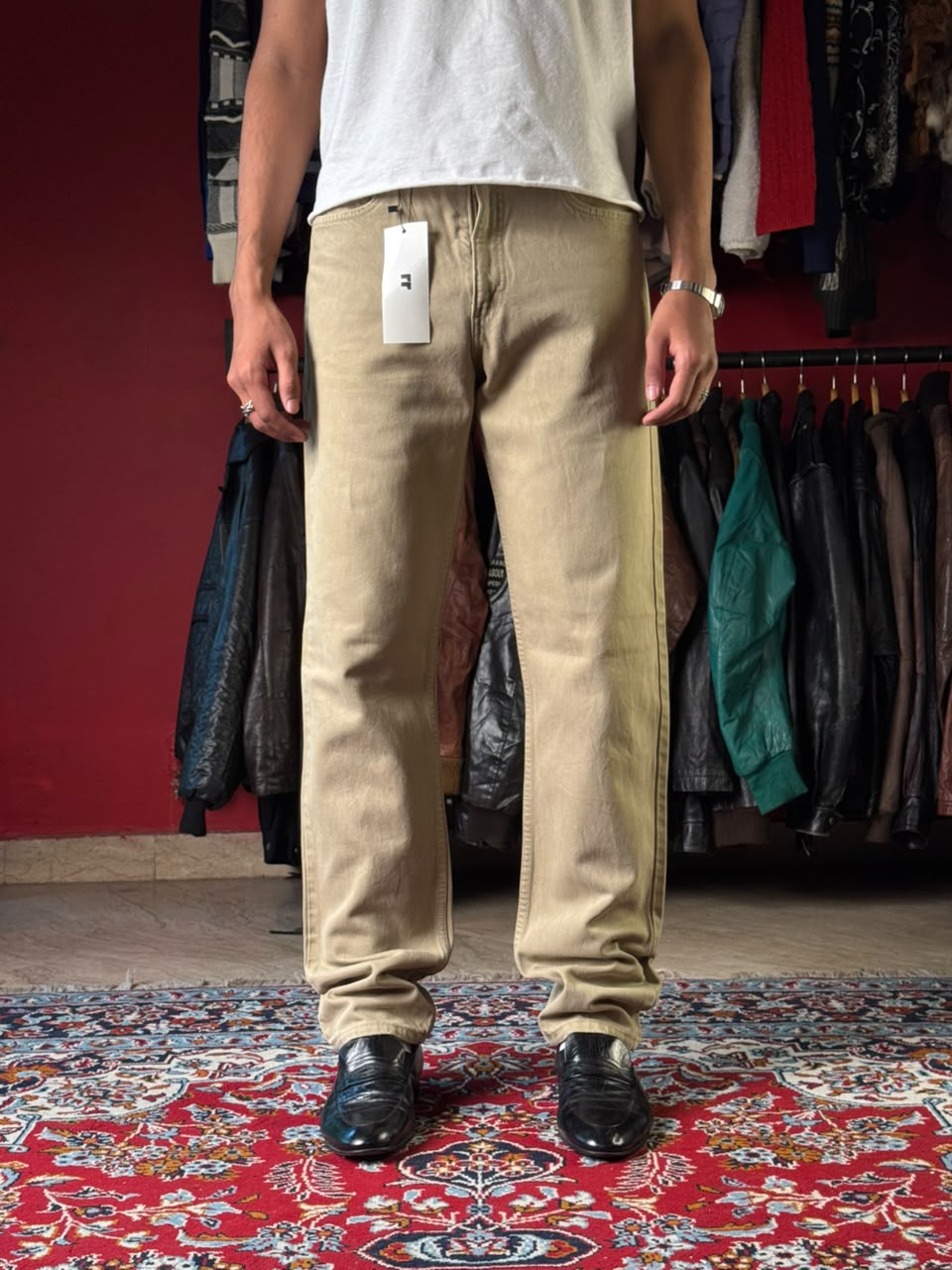 Vintage Levi's 615 Orange Tab Khaki Tan Straight Fit Jeans - 32