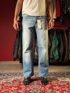 Vintage Replay Wide FIT Embroidered Spellout Light WashED JEANS - 32