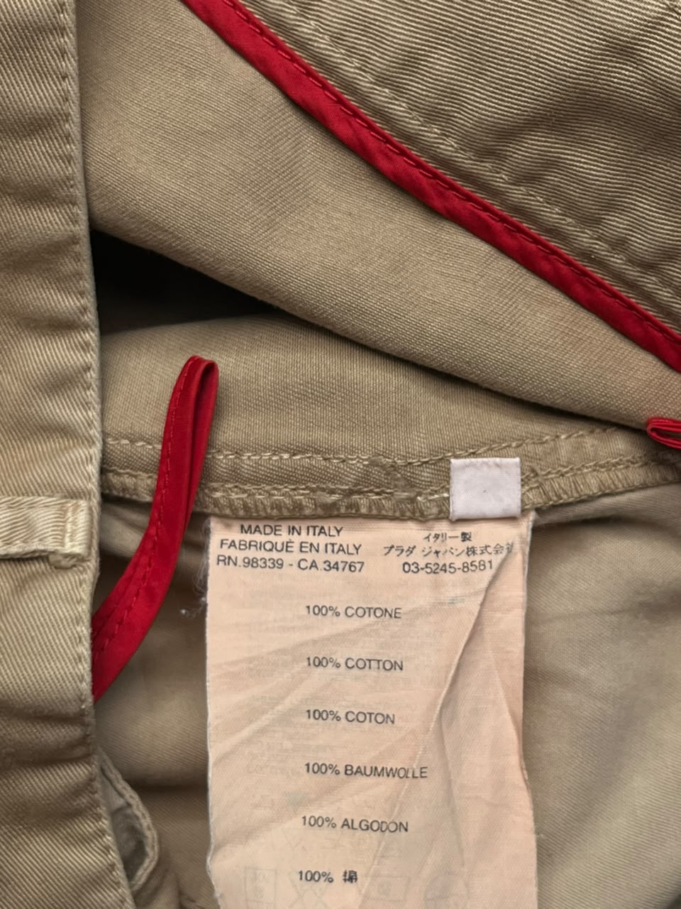 Vintage Prada Beige Wide FIt Chino Jeans - 30