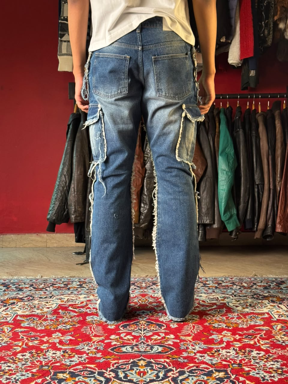 BoohooMAN Blue Denim Cargo Pants - 32