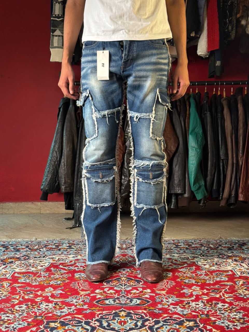 BoohooMAN Blue Denim Cargo Pants - 32