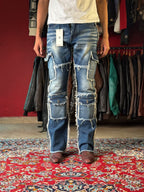 BoohooMAN Blue Denim Cargo Pants - 32