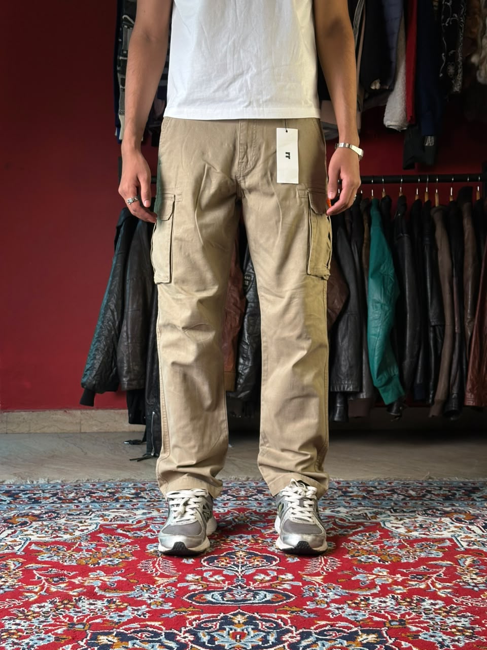 St. John's Bay Comfort Straight Fit Khaki Tan Cargo Pants - 32