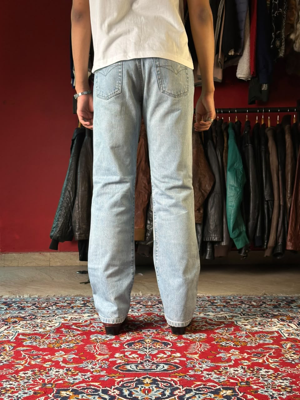 Vintage Versace Jeans Couture Patchwork Spellout Light Washed Jeans - 32