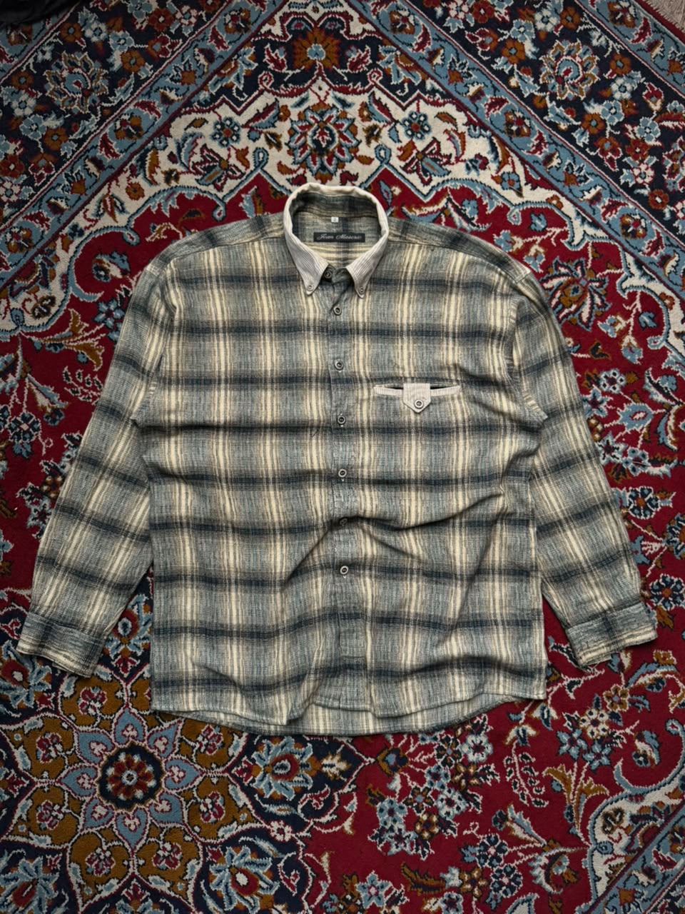 Vintage Maseric Textured Plaid Corduroy Button Down Shirt - L