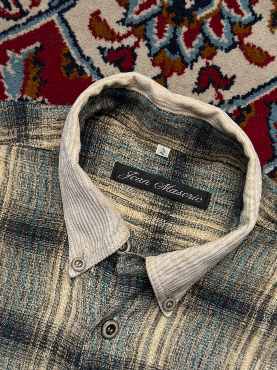Vintage Maseric Textured Plaid Corduroy Button Down Shirt - L