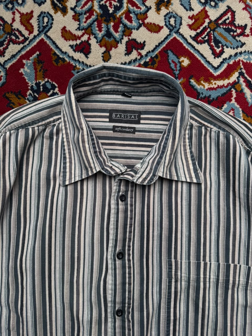 Barisal Striped Soft Corduroy Button Down Shirt  - XL
