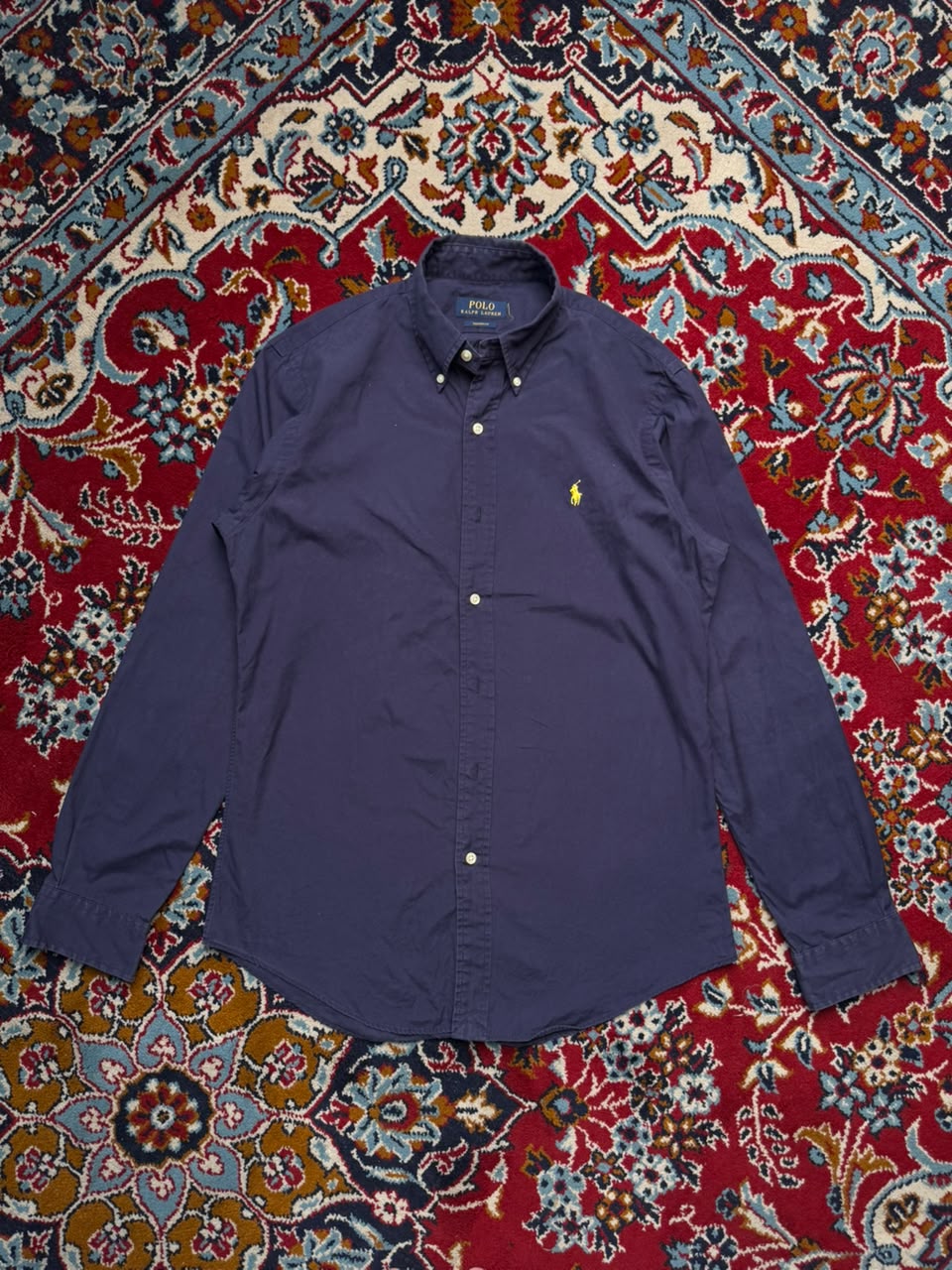 Polo Ralph Lauren Navy Blue Custom Fit Button Down Shirt - M